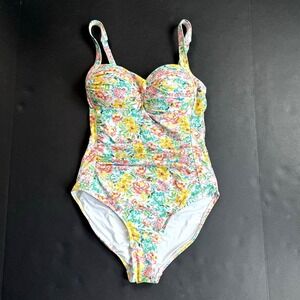 Niptuck Swimsuit 6 S One Piece Slimming Tummy Floral Pink Joanne Twist Front Top